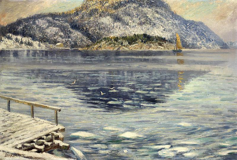 Karl Edvard Diriks Islosning Norge oil painting art
